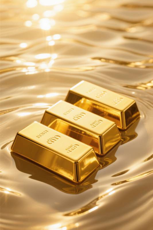 金光闪闪的黄金金条图片