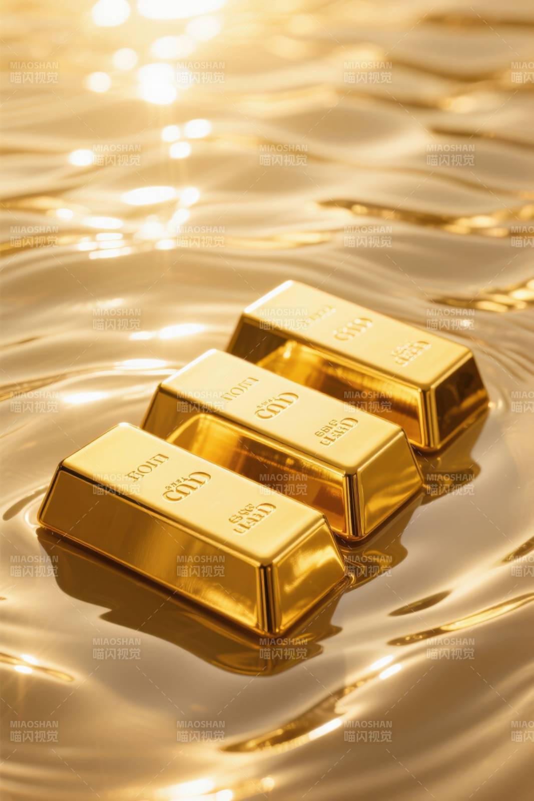 金光闪闪的黄金金条图片