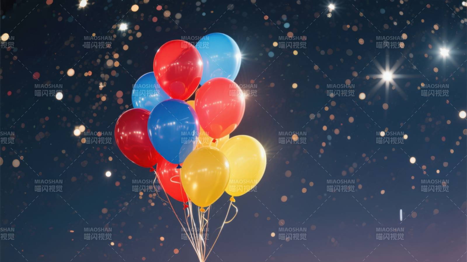 夜空中的彩色气球图片