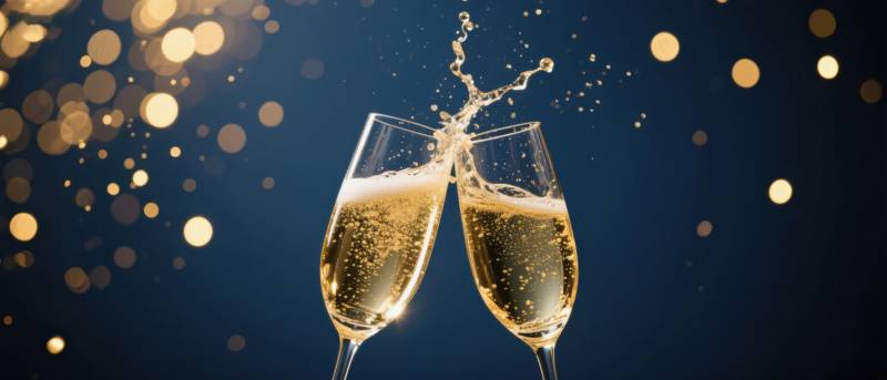 香槟庆祝碰杯瞬间图片