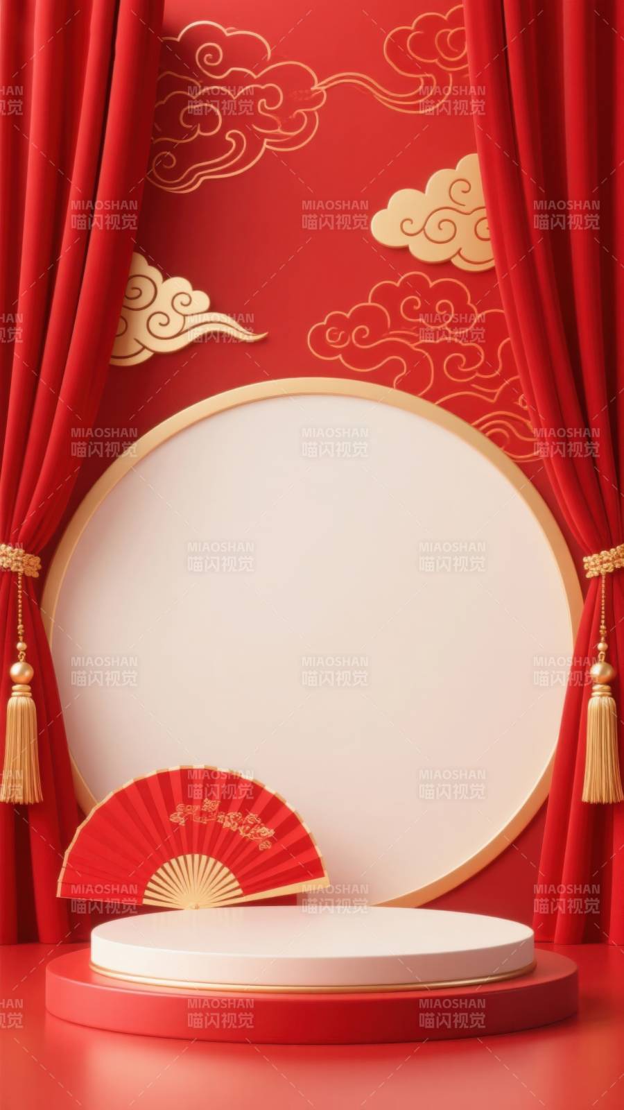 红色背景中式风格装饰图片