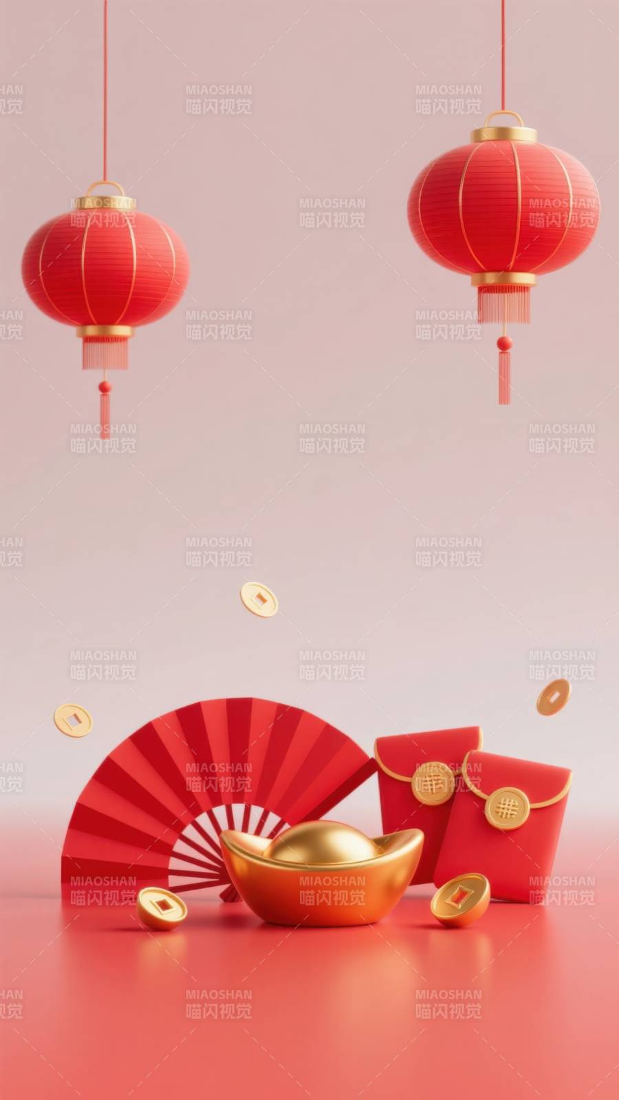 新年红色元素装饰背景图片