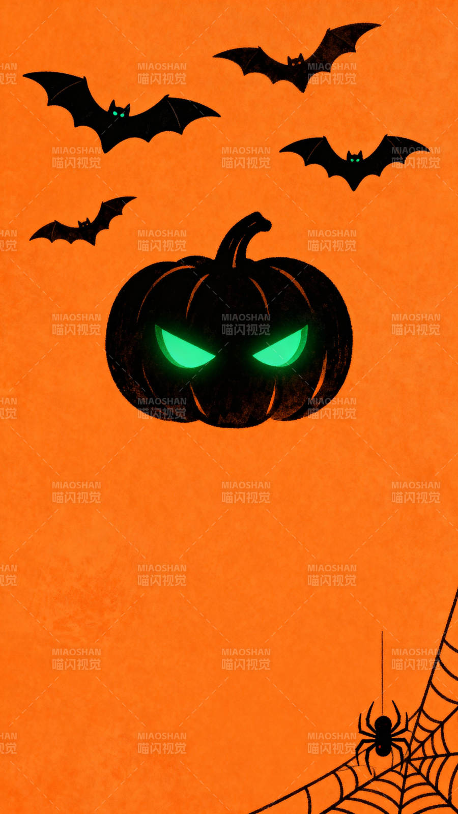 万圣节南瓜灯与蝙蝠图片