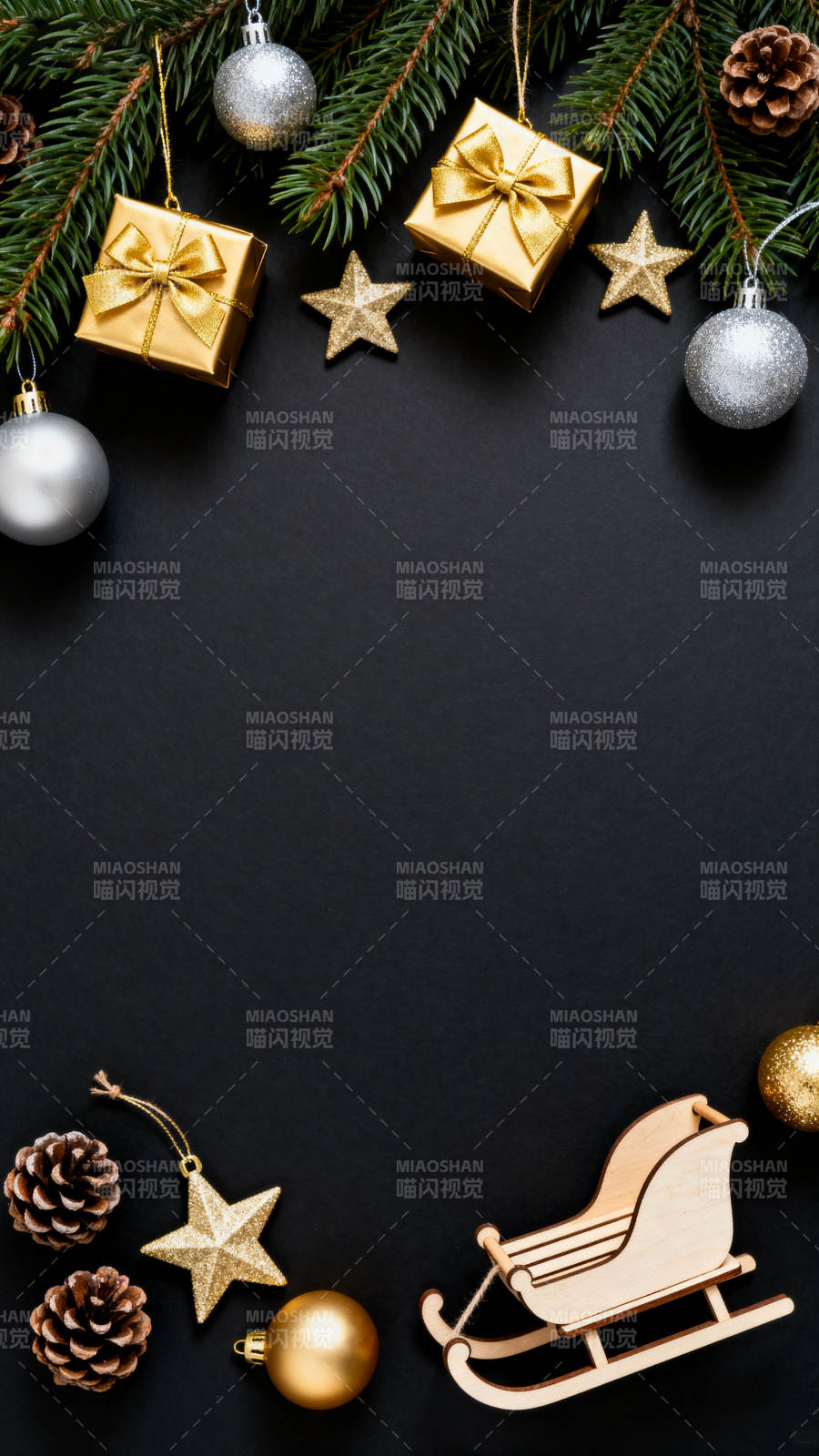 圣诞节装饰黑底氛围图片