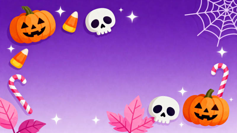万圣节紫色背景南瓜骷髅图片