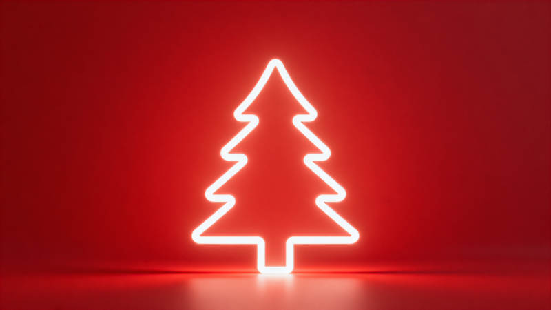霓虹圣诞树节日氛围图片