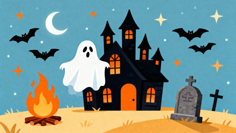 万圣节幽灵古堡场景图片