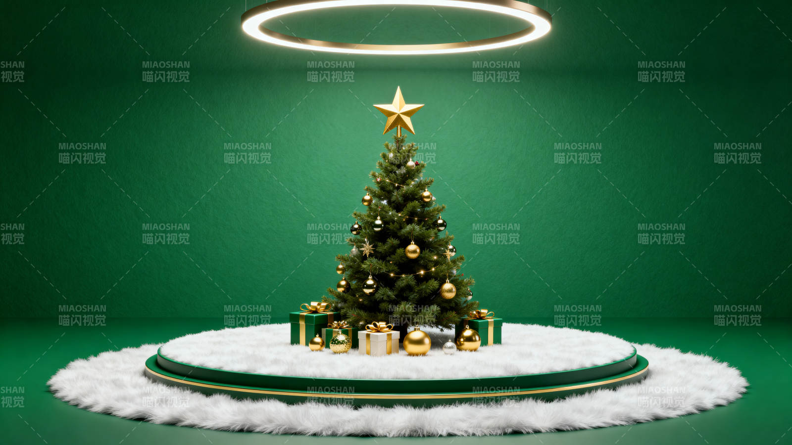 绿色背景圣诞树节日装饰图片