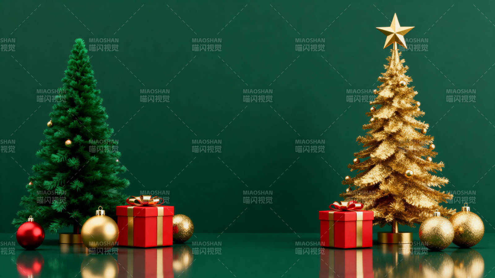 圣诞树与礼物的节日装饰图片