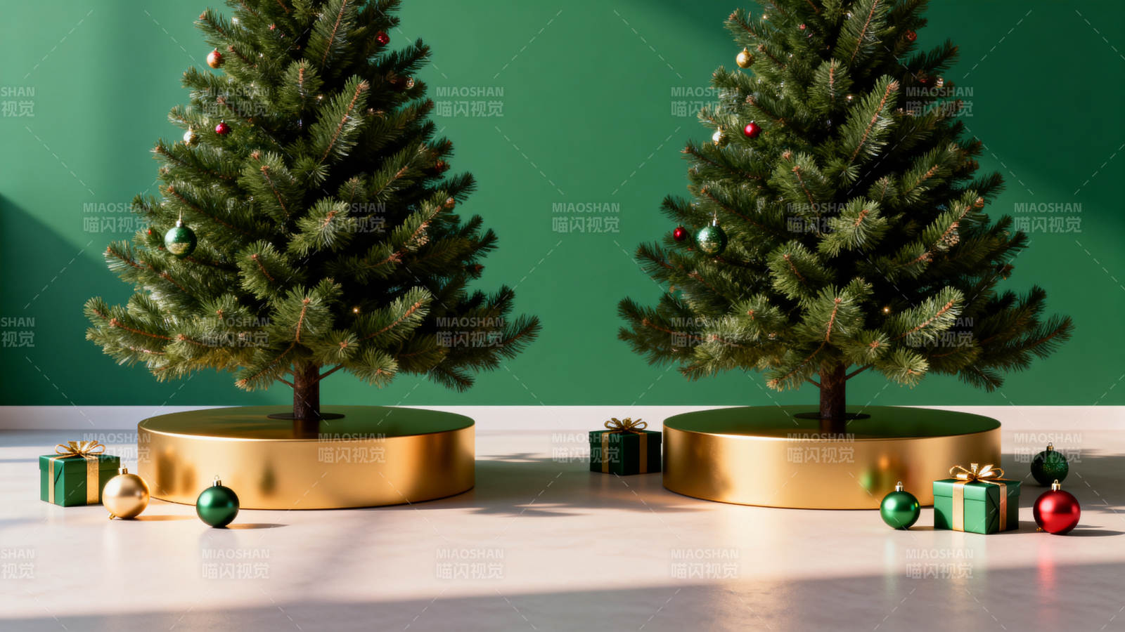 圣诞树与礼物的节日装饰图片