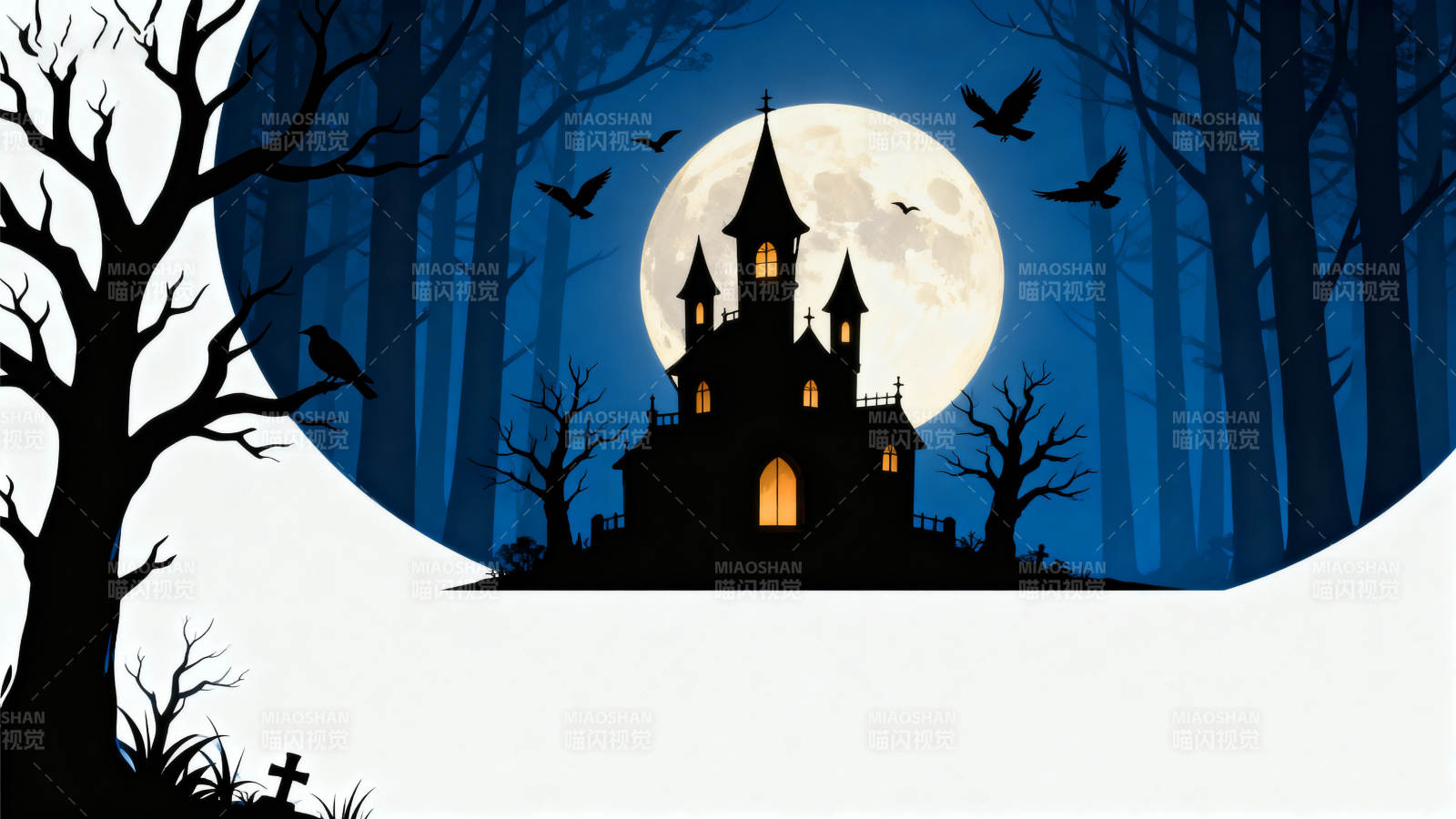 万圣节恐怖古堡月夜图片