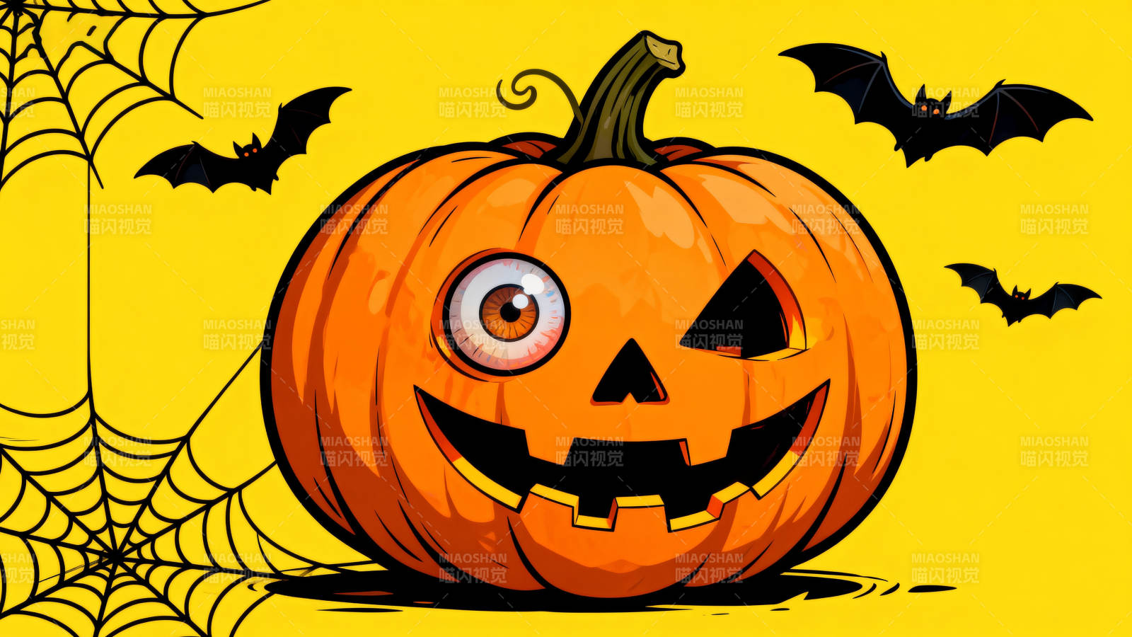 万圣节南瓜灯与蝙蝠图片