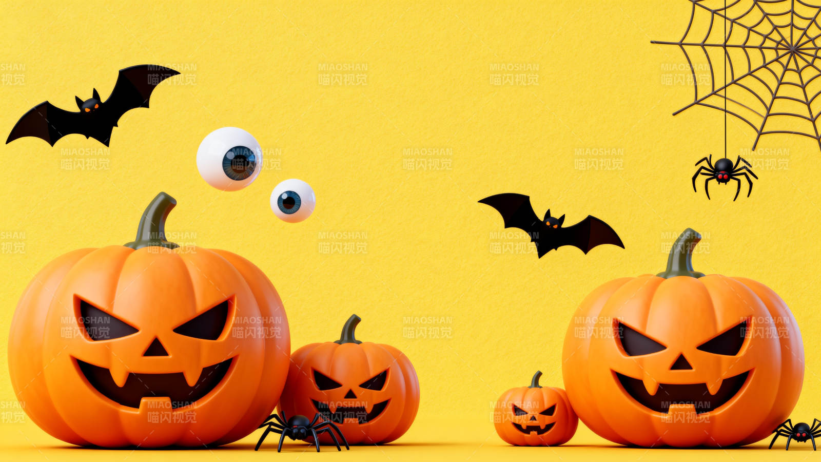 万圣节南瓜蝙蝠蜘蛛网图片