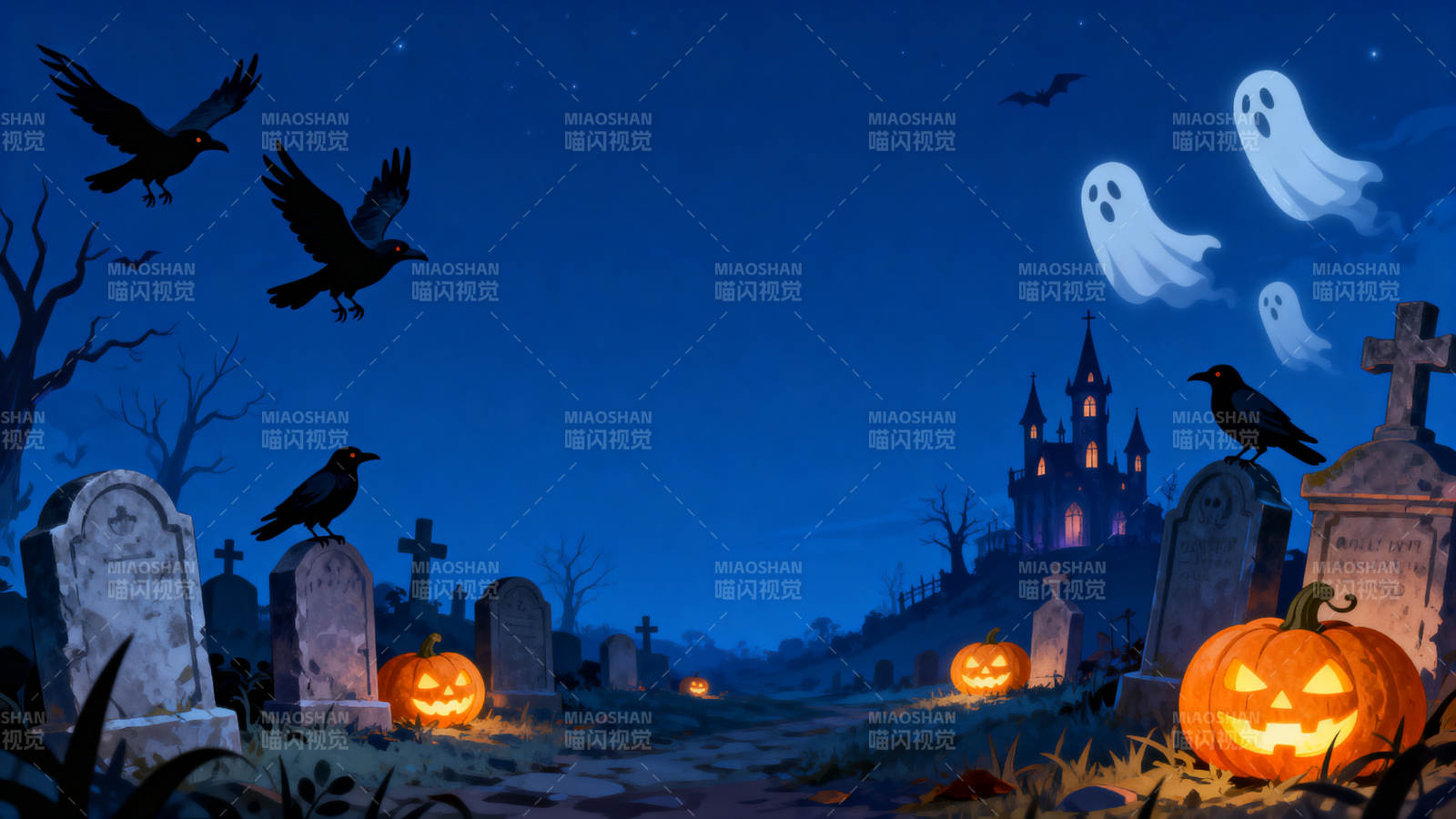 万圣节墓地南瓜灯幽灵图片