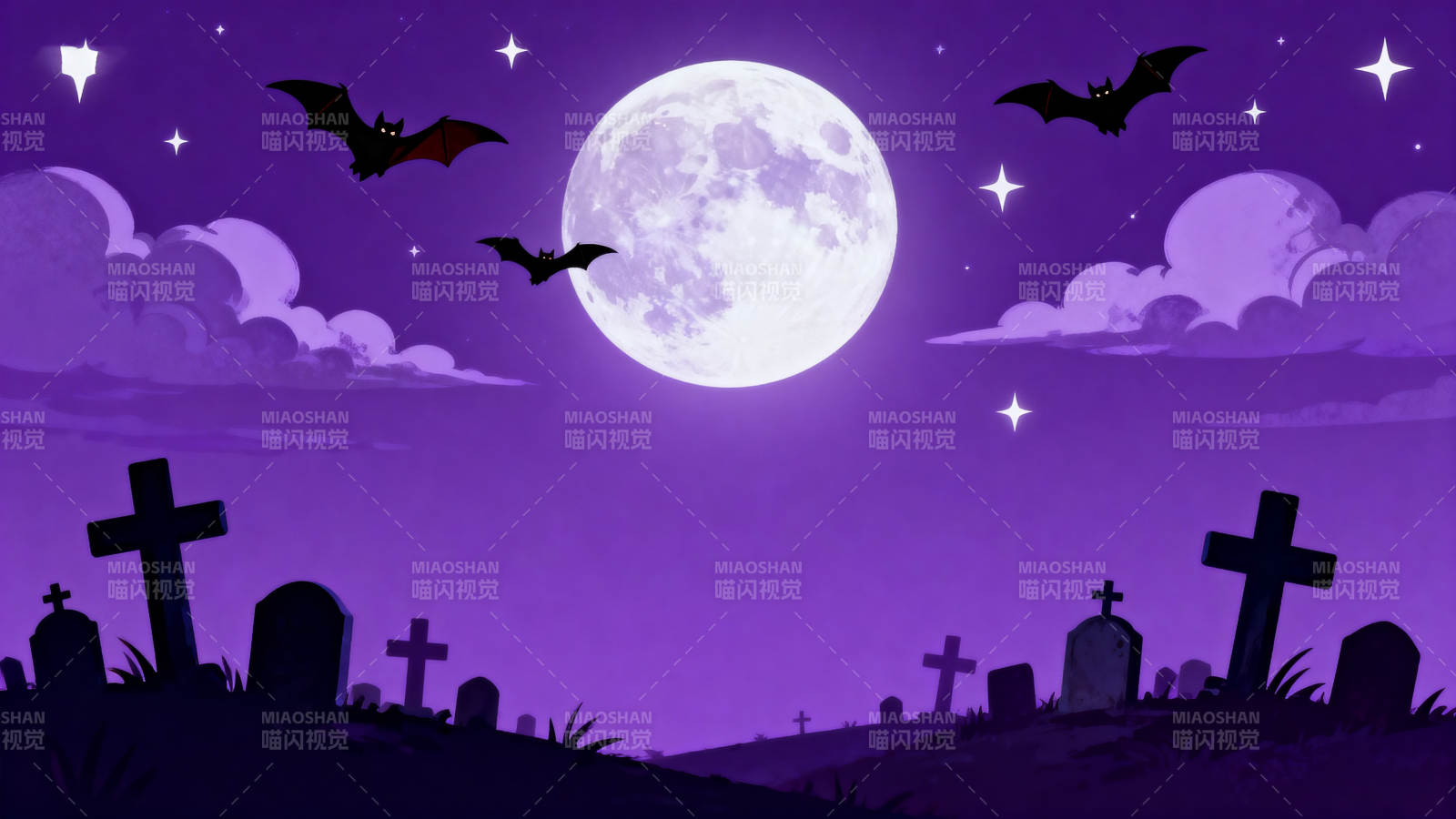 紫色墓地万圣节之夜图片