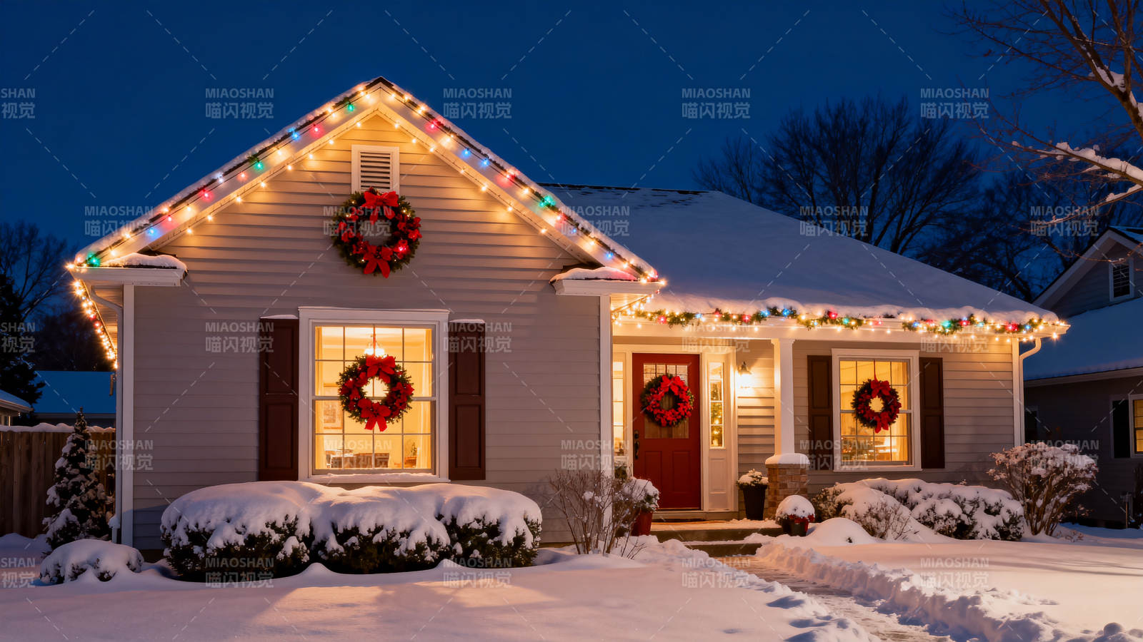 冬日圣诞节日房屋装饰图片