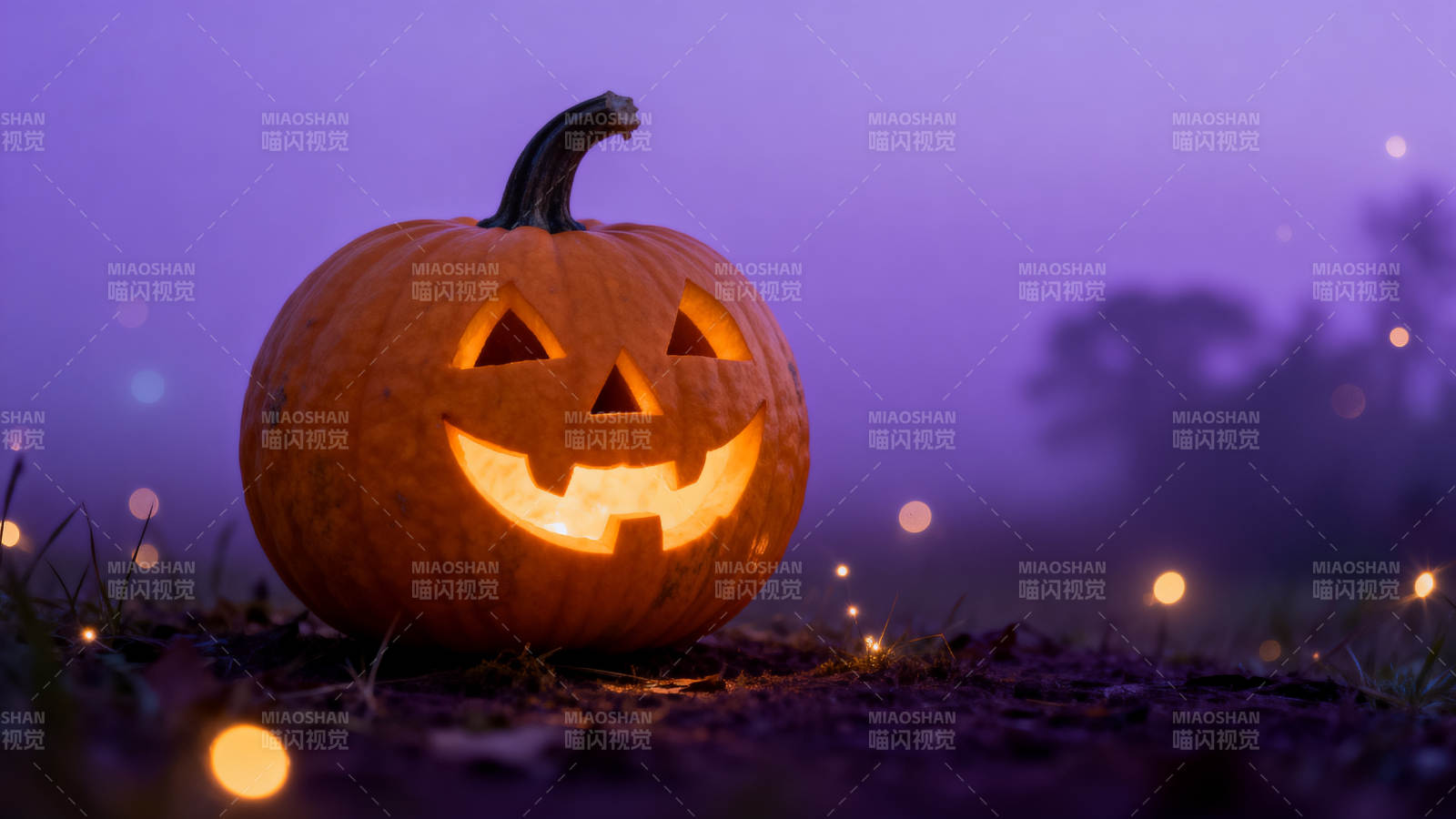 万圣节南瓜灯夜景图片