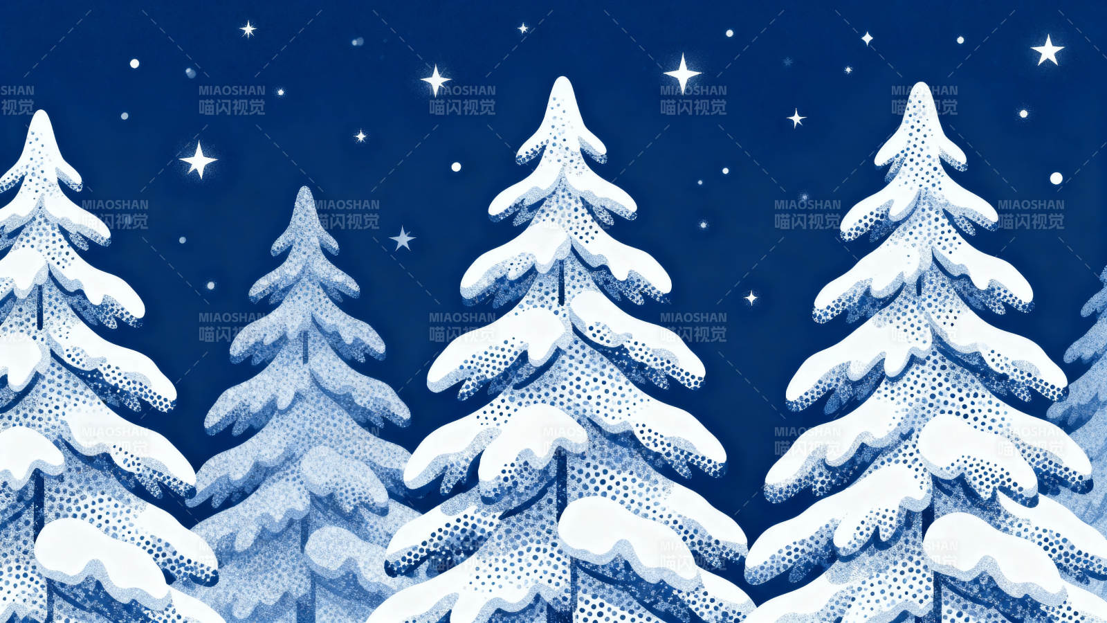 雪夜松林星空美景图片