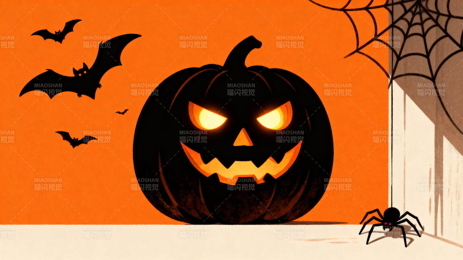 万圣节南瓜灯与蝙蝠图片