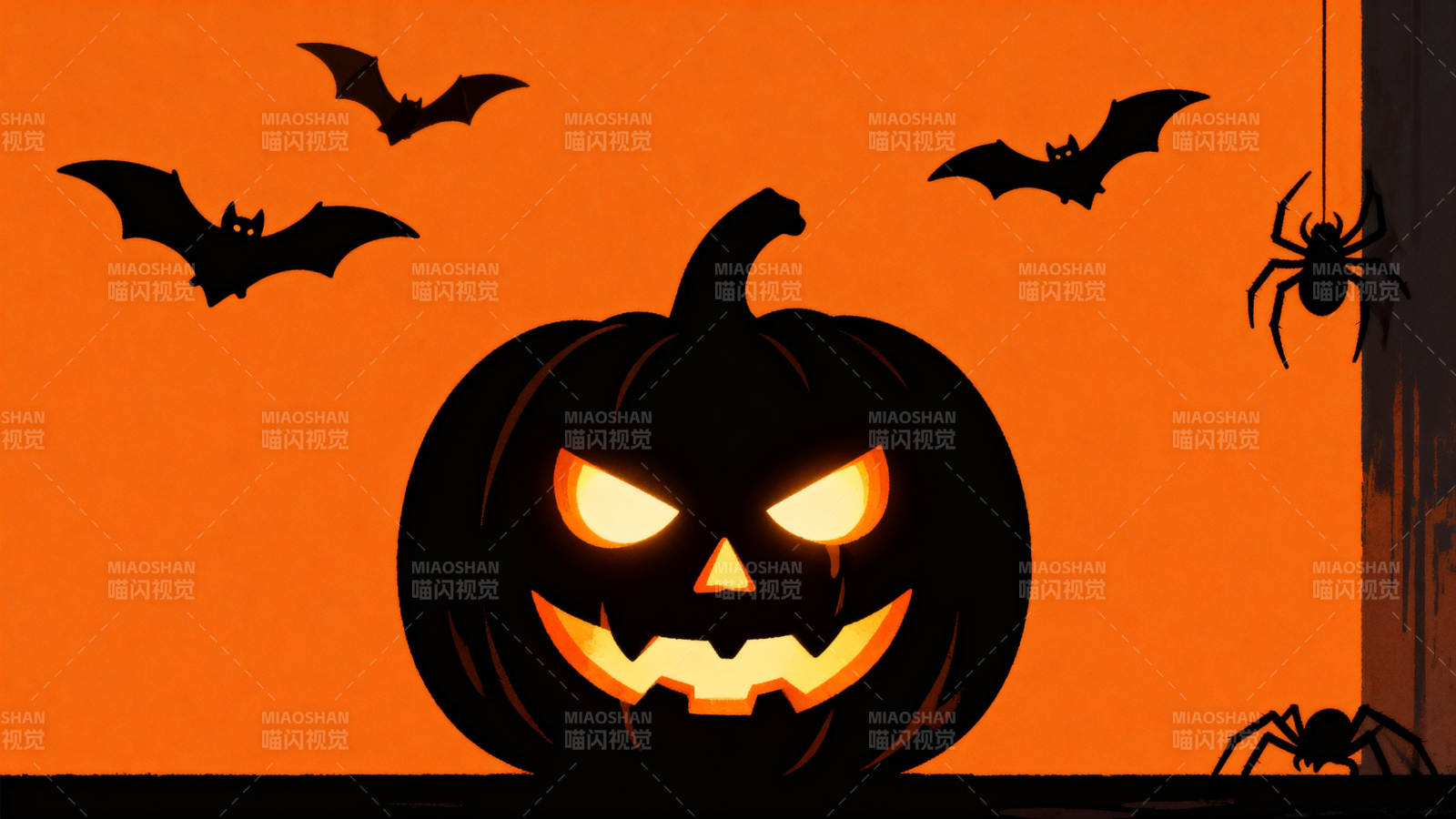 万圣节南瓜灯与蝙蝠图片