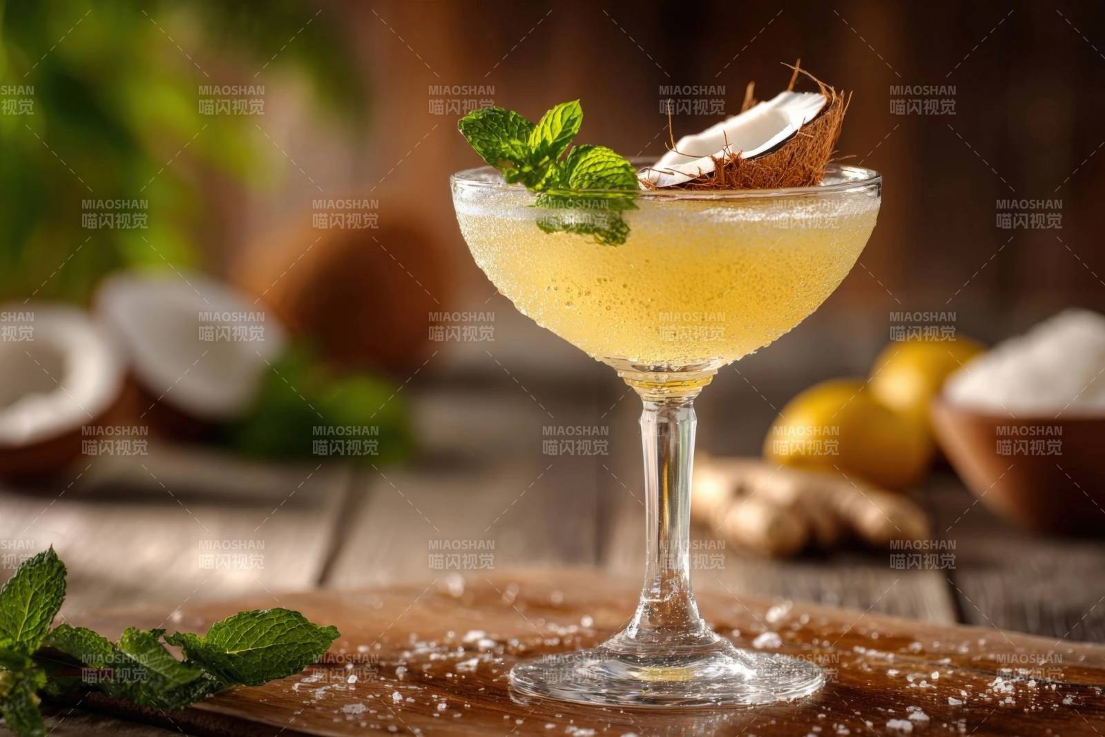椰香鸡尾酒特写图片