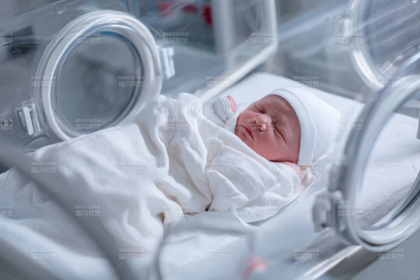 新生儿在保温箱中安睡图片