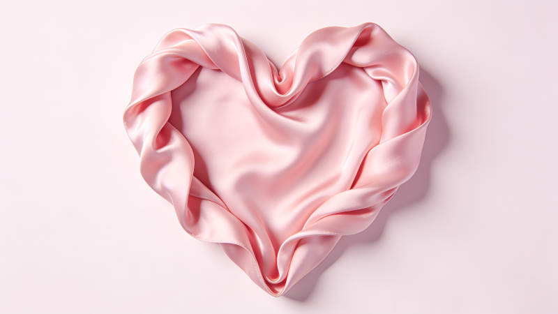 粉红丝巾心形图片