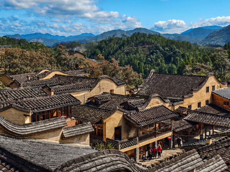 宁德四坪村屋顶山景图片