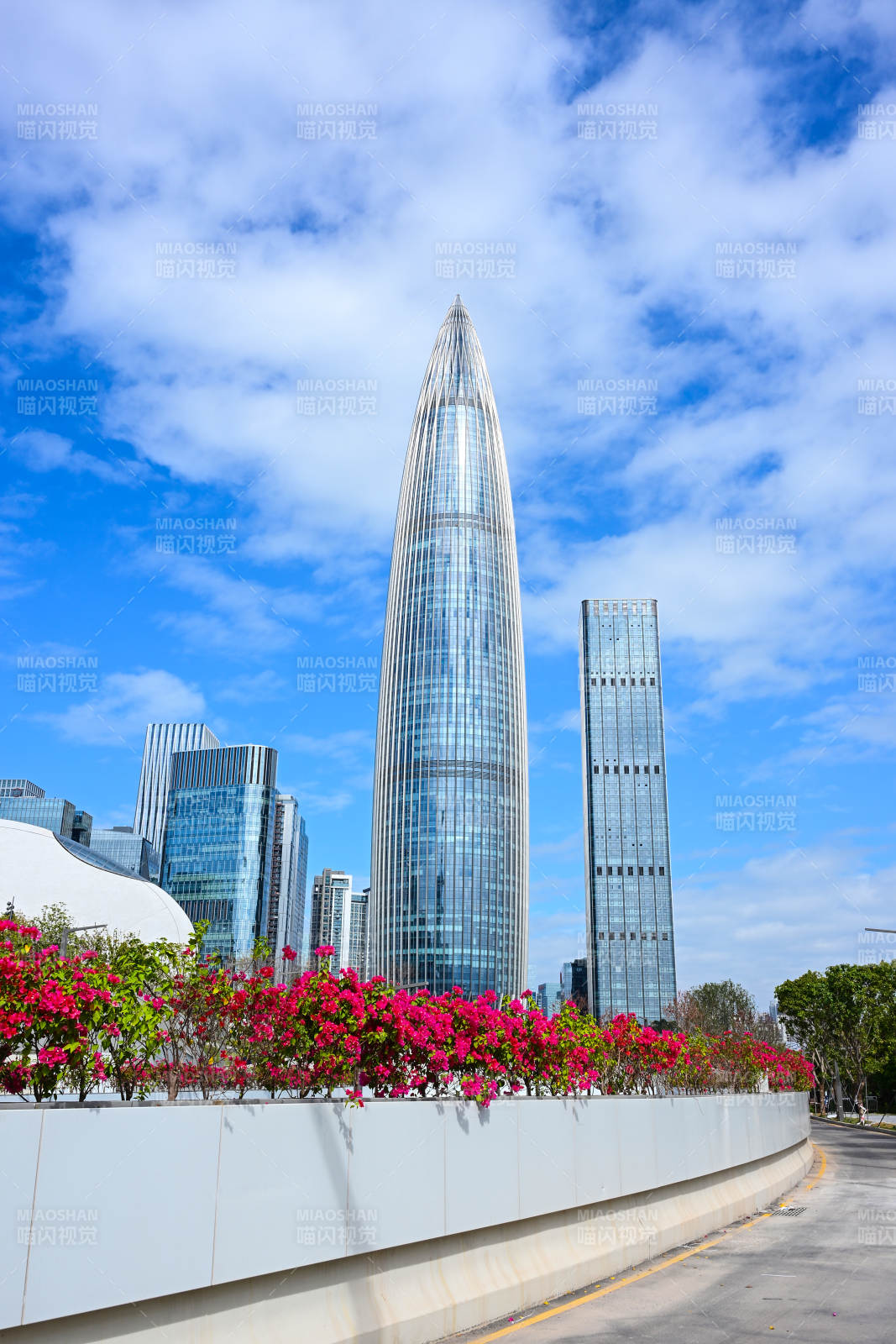 蓝天白云下的深圳现代建筑春笋大厦城市风光图片