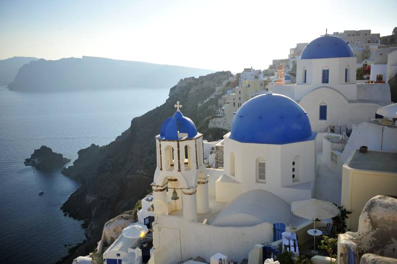 圣托里尼蓝顶教堂图片
