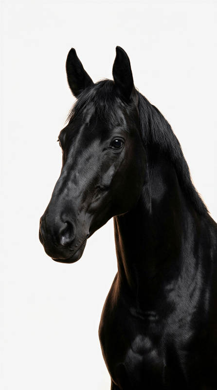 黑骏马侧影图片