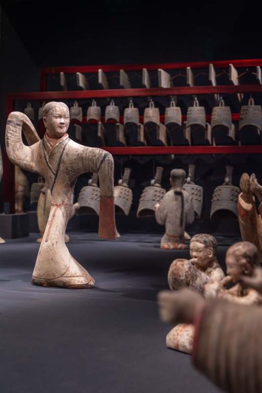 陕西考古博物馆的彩绘舞蹈俑汉代乐舞陶俑图片