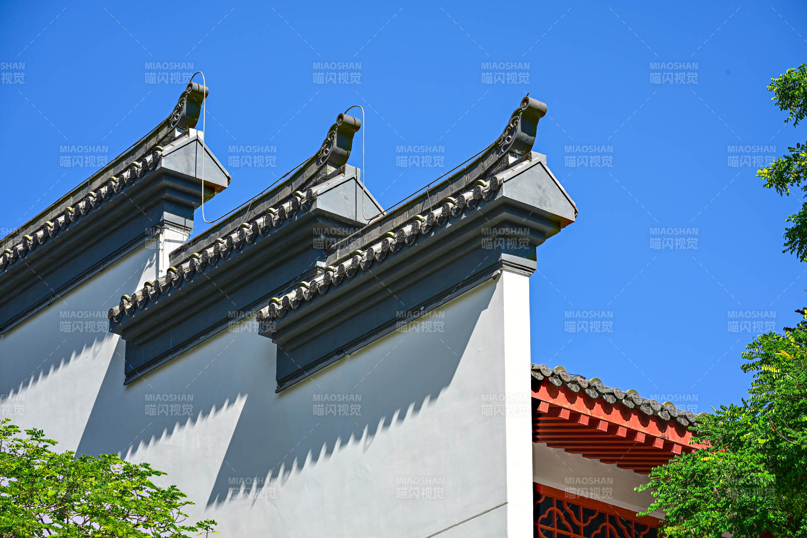 深圳文博宫古建筑景观飞檐特写图片