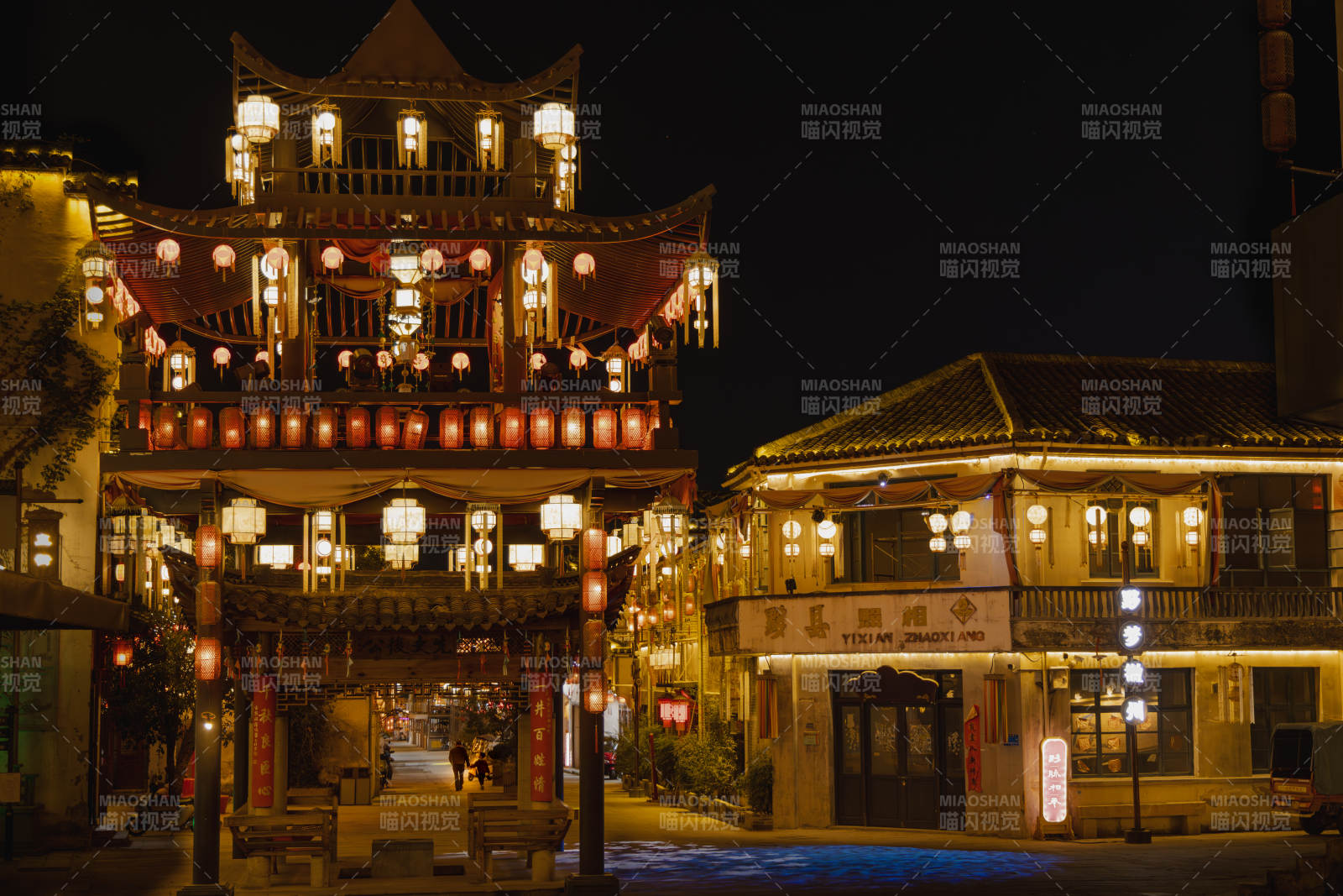 黟县古城夜景图片