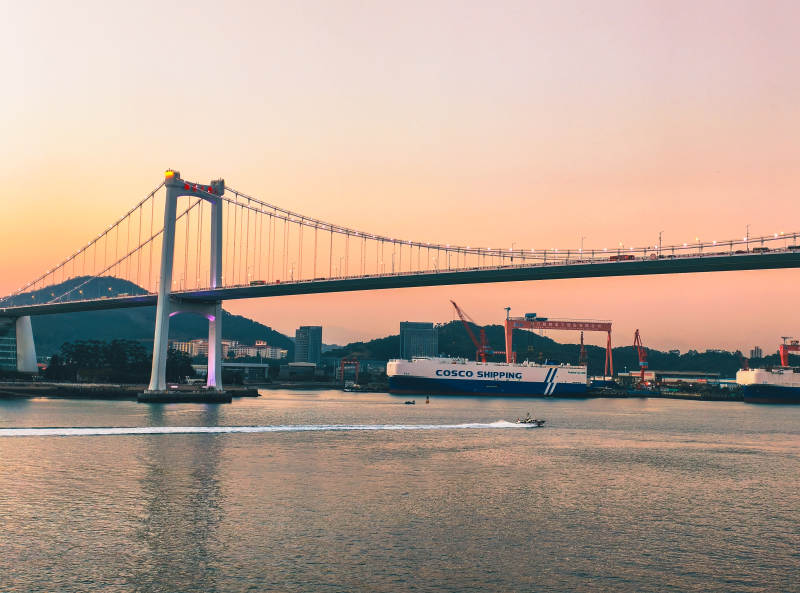 跨海大桥日落景图片