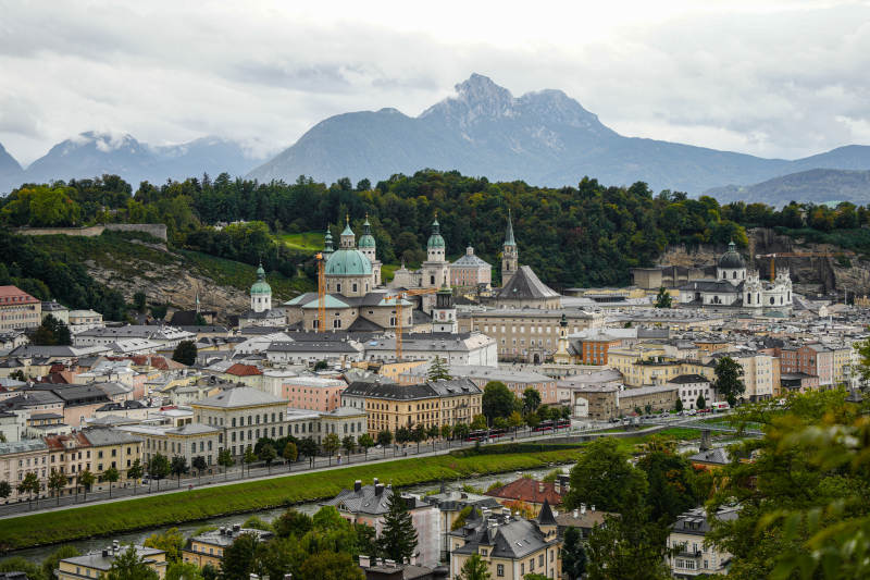 阿尔卑斯山下的城市风光图片
