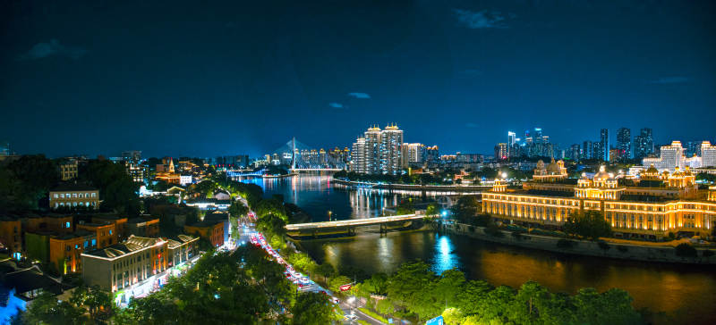福州烟台山中洲岛夜景全景图片