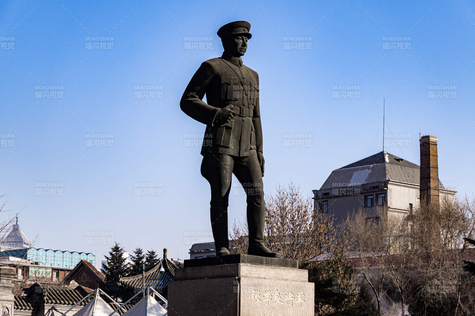 张学良军人雕像图片