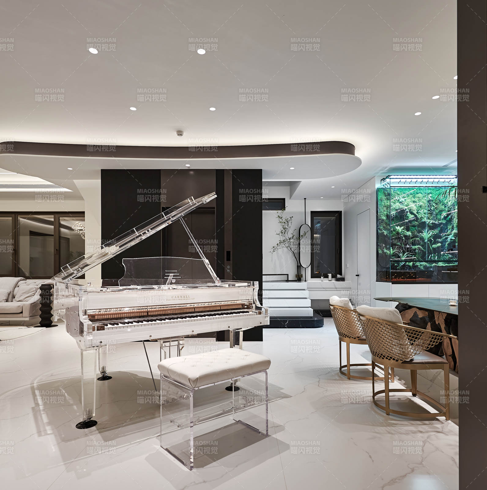 透明钢琴客厅图片