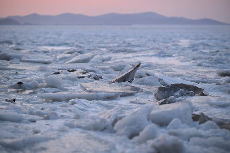 大连冰海晨曦图片