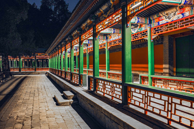 颐和园古色古香长廊图片