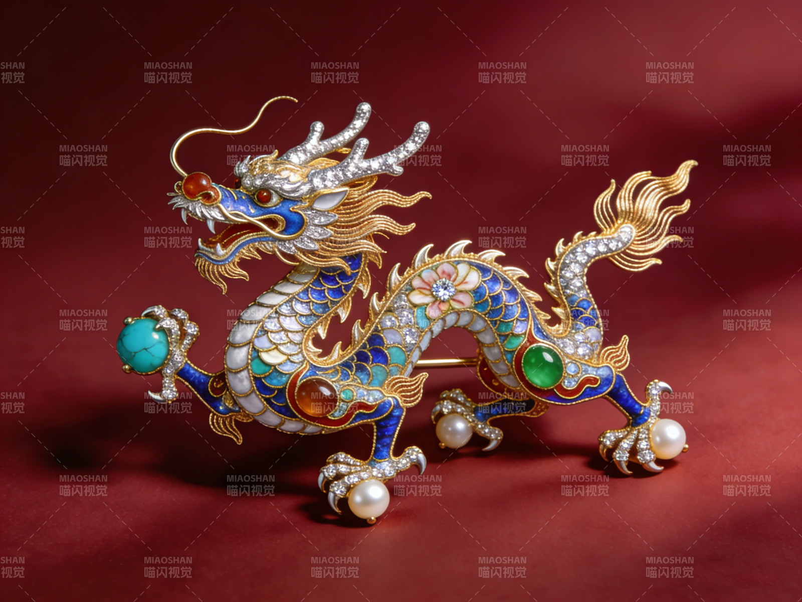 龙形珠宝胸针图片