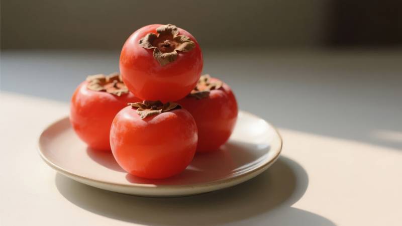 柿子堆叠盘中图片