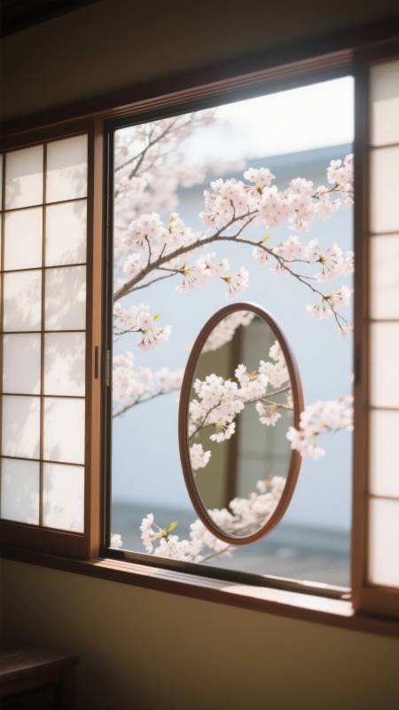 樱花映镜 春意盎然图片