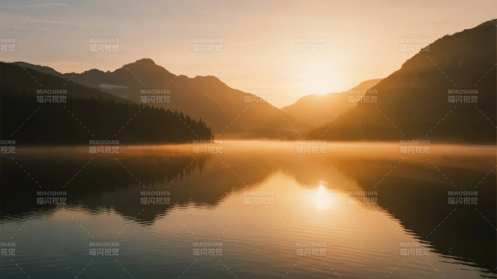 湖光山色映夕阳图片