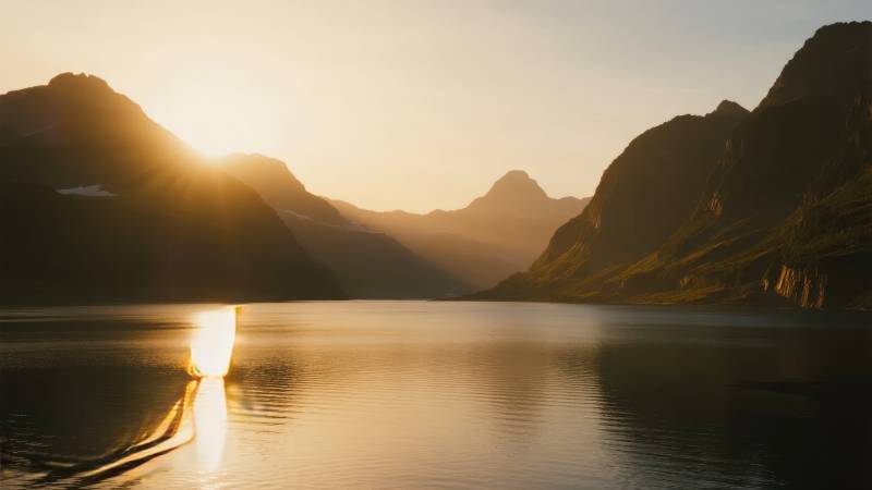 湖光山色夕阳美图片