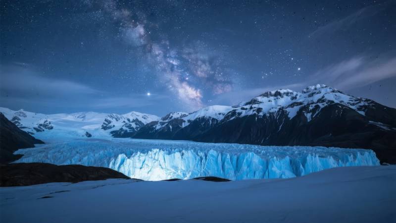 星河映冰川图片