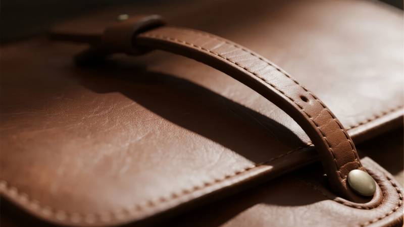 棕色皮质手提包图片