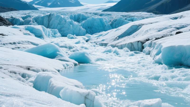冰川融水映蓝天图片