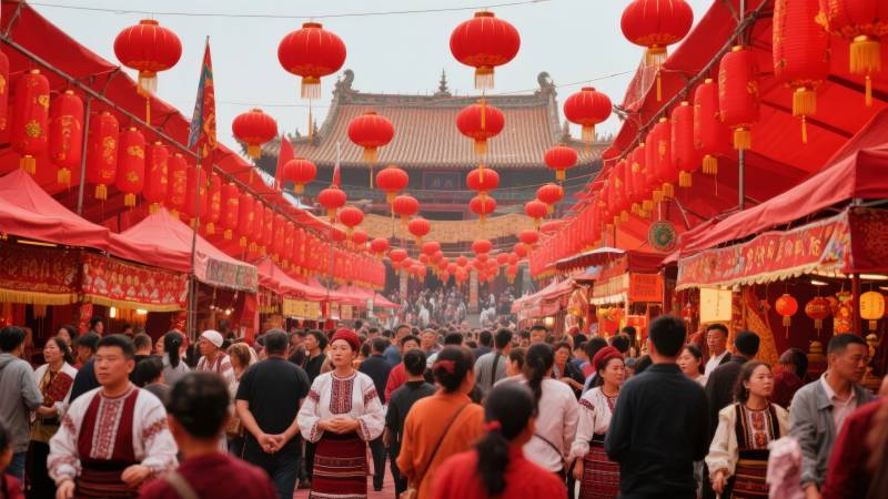 春节庙会热闹非凡图片